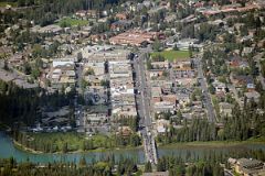 07 Banff Downtown Close Up With Bow River From Banff Gondola On Sulphur Mountain In Summer.jpg